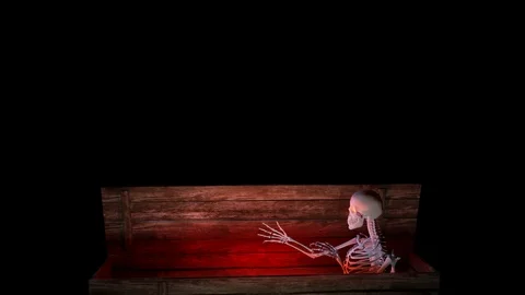 Funny Skeleton in the Coffin 스톡 동영상 122028527