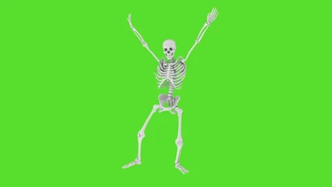 Funny skeleton dancing on green screen background Stock Footage 317309248