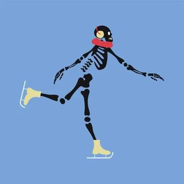Funny skeleton skating. Cute skeleton bones character. Stock-Illustration