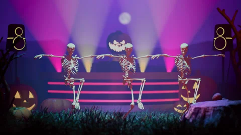 Funny skeletons dancing in the cemetery 2, Halloween Concept Stock-Footage 314429308