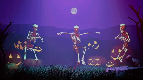 Funny skeletons dancing in the cemetery 4, Halloween Concept Video stock 314449944