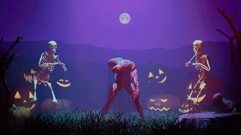 Funny skeletons dancing in the cemetery 5, Halloween Concept Stock-Footage 314449604