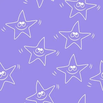 Funny sketching star Seamless pattern. Baby star vector pattern. Cartoon vect Illustrazione stock