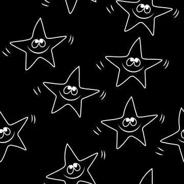 Funny sketching star Seamless pattern. Baby star vector pattern. Cartoon vect Stock Illustration