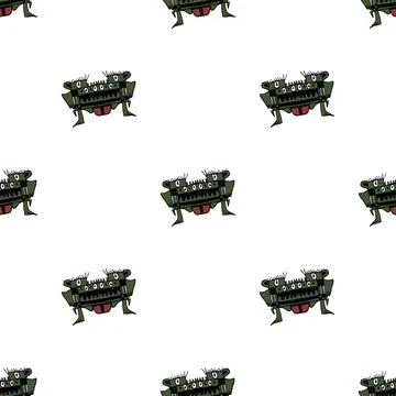 Funny Sketchy Alien Frog Drawing Pattern Illustrazione stock