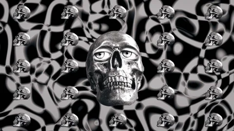 Funny Skull Blinking Eyes Background Loop Stock Footage 122505385