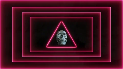 Funny Skull Neon Frames Approach Stock Footage 122940195