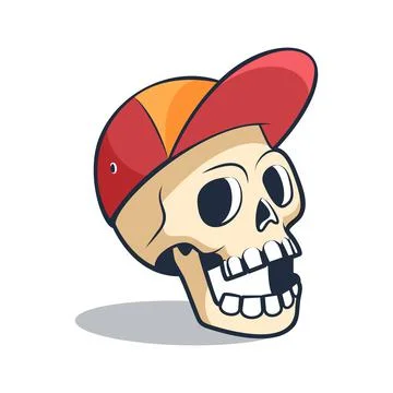 Funny Skull in red baseball cap Stock-Illustration