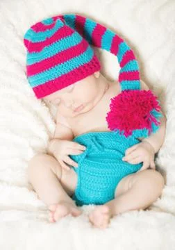Funny sleeping infant Stock Photos
