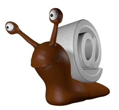 Funny slug with email alias - 3d cartoon illustration Stock Illustration