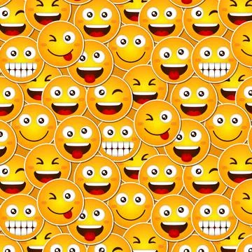 Funny smile emoticons pattern Stock Illustration