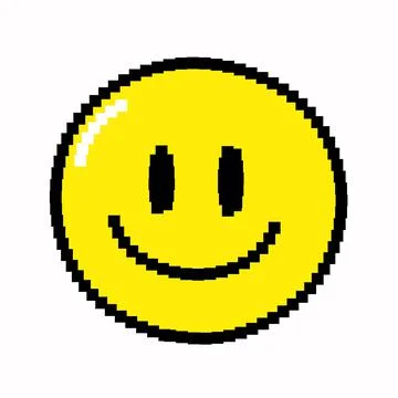 Funny smile face pixel art logo icon. Vector cartoon graphic illustration design Stock Illustration