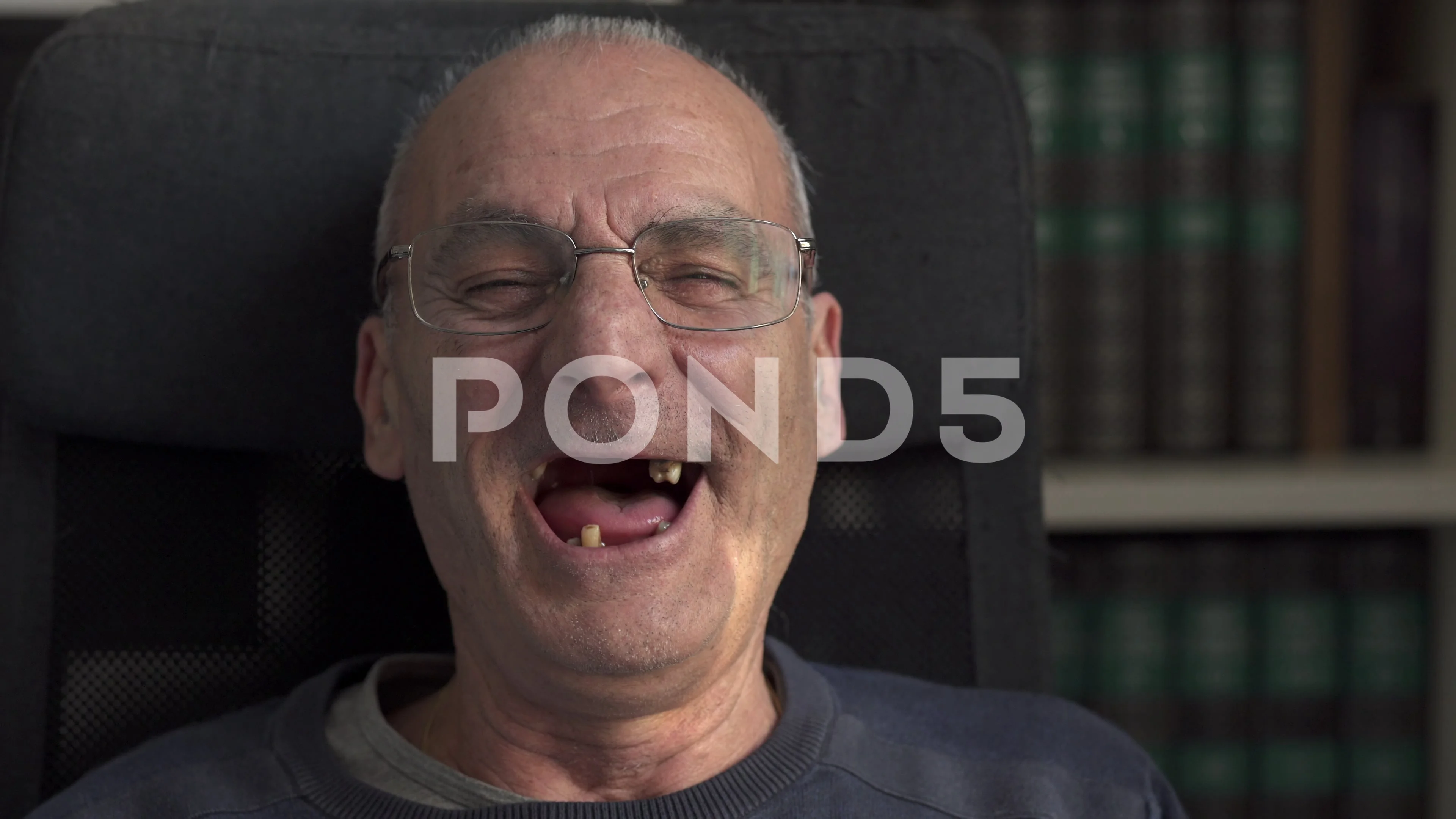 Funny smile without teeth of happy old m... | Stock Video | Pond5