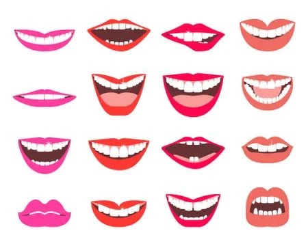 Funny smiles vector set Illustrazione stock