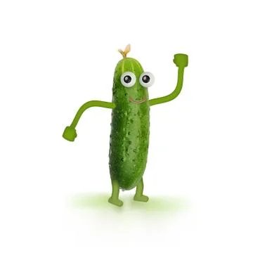 Funny Smiling Dancing Cucumber On White Background Stock Illustration
