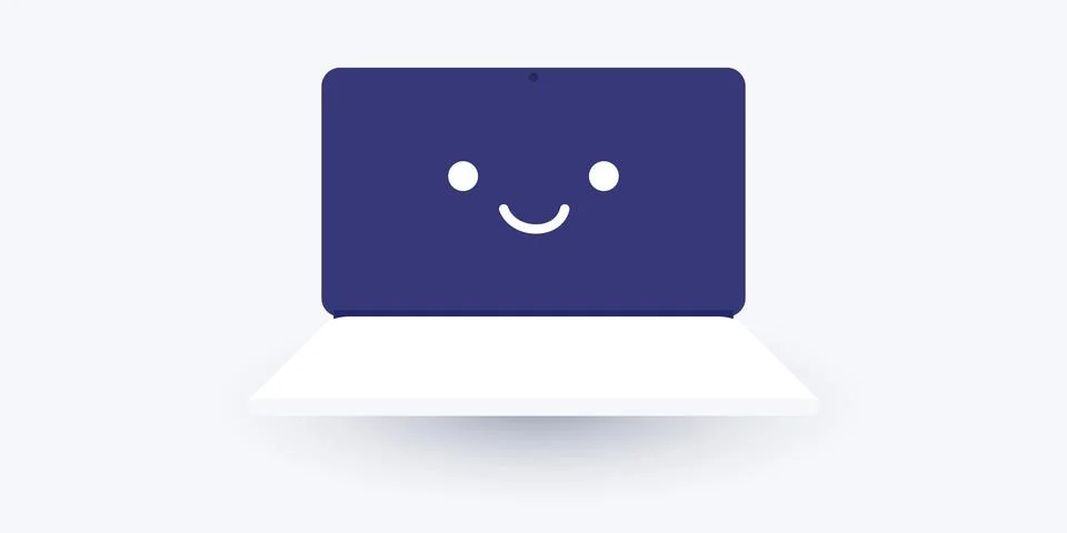 Funny, Smiling Face on a Computer  Screen - Icon, Emoticon, Cheerful Happy .. Stock Illustration