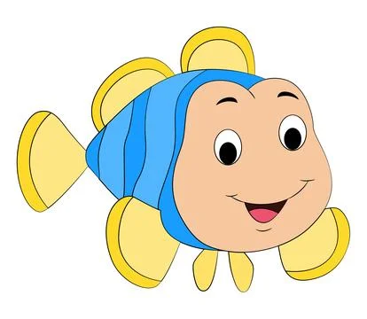 Funny smiling fish on white background Stock Illustration