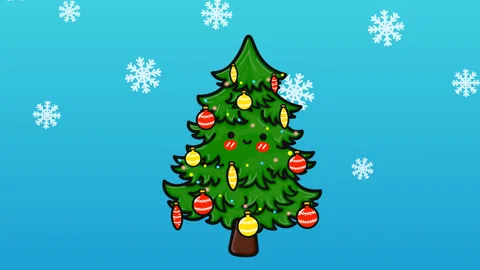 Funny smiling happy Christmas tree Stock Footage 259578491