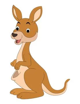Funny smiling kangaroo on white background Stock Illustration