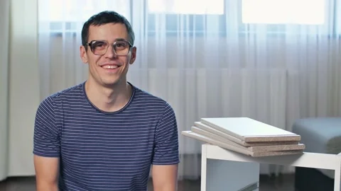 Funny smiling man with screwdriver Видео 146461382