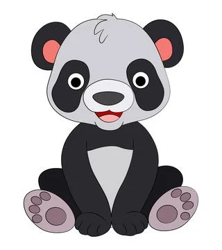 Funny smiling panda on white background Stock Illustration