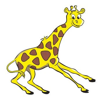 Funny smiling yellow giraffe. Vector hand drawing cartoon illustration. Stock Illustration