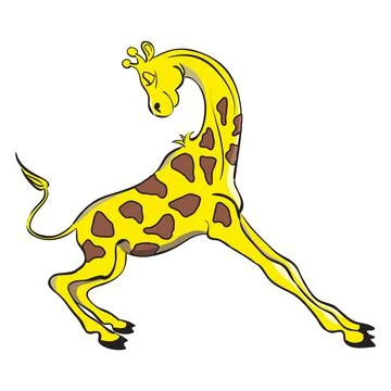 Funny smiling yellow giraffe. Vector hand drawing cartoon illustration. Stock Illustration
