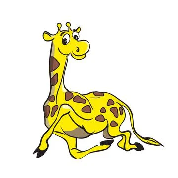 Funny smiling yellow giraffe. Vector hand drawing cartoon illustration. Stock Illustration