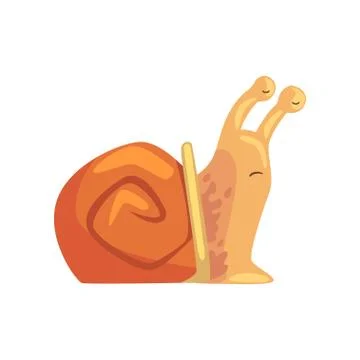 Funny snail dozing, cute comic mollusk character cartoon vector Illustration 스톡 일러스트