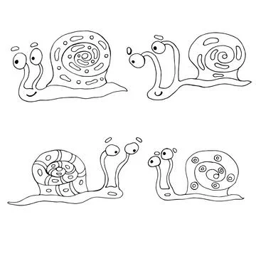 Funny snails. Vector illustration. Comics. Coloring for children and adults Stock Illustration