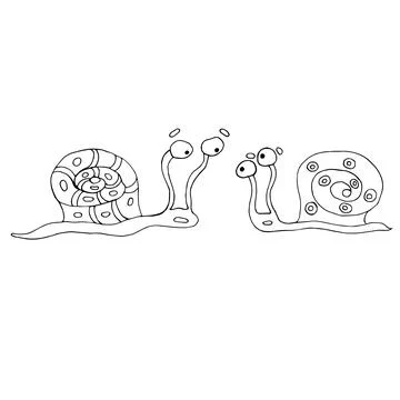 Funny snails. Vector illustration. Comics. Coloring for children and adults Stock Illustration