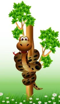 Funny snake on the tree Stock-Illustration