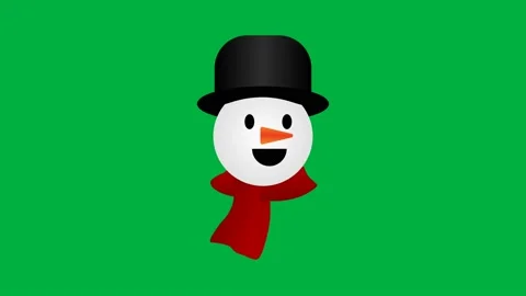 Funny snow man face on green screen Stock Footage 222939813