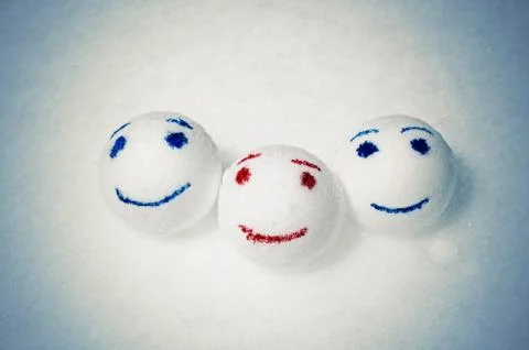 Funny snowballs. Stock Photos