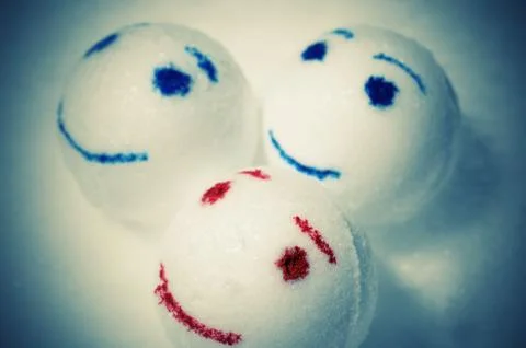 Funny snowballs. Stock Photos