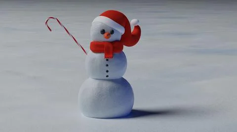 Funny snowman - 3d illustration rendering. Stock Illustration