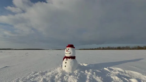 Funny snowman in black hat Video stock 146671281