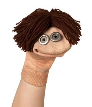 Funny sock puppet smiling Stock Photos