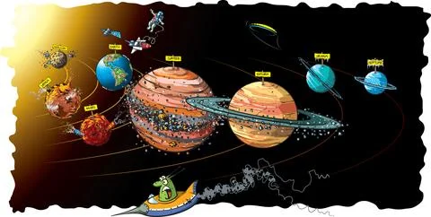 Funny solar system Stock Illustration