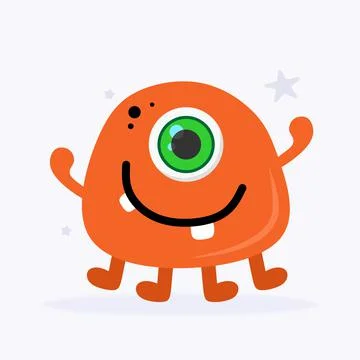 Funny Space Monster. Cute Alien, Planets, Rockets, UFOs. Isolated on a white  Stock Illustration