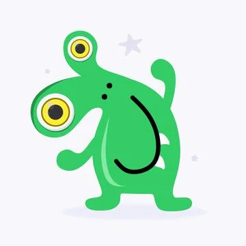 Funny Space Monster. Cute Alien, Planets, Rockets, UFOs. Isolated on a white  Stock Illustration
