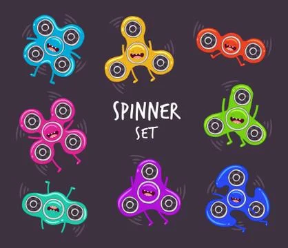 Funny spinner set. Stress relieving toy Stock Illustration
