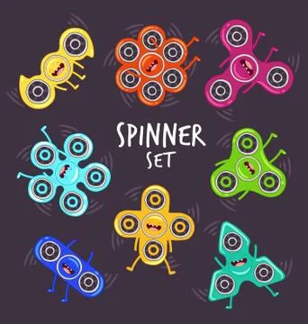 Funny spinner set. Stress relieving toy Stock Illustration