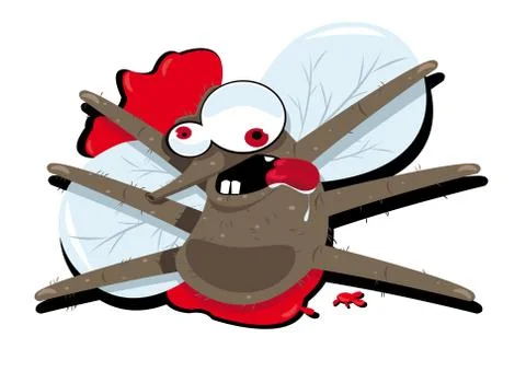 Funny splatted mosquito Stock Illustration