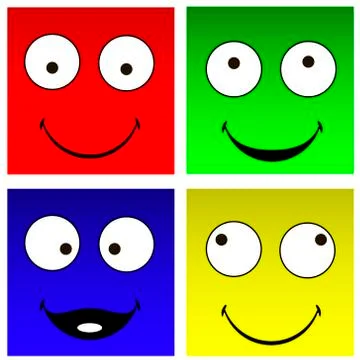Funny square smilies Stock Illustration