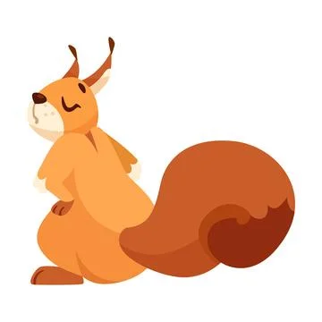Funny Squirrel with Bushy Tail Having Grumpy Face Expressing Emotion Vector Stock Illustration
