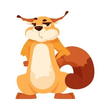 Funny Squirrel with Bushy Tail Having Angry Grumpy Face Expressing Emotion Stock Illustration