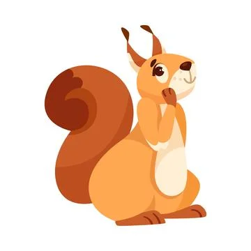 Funny Squirrel with Bushy Tail Looking Expressing Emotion Vector Illustration Illustrazione stock