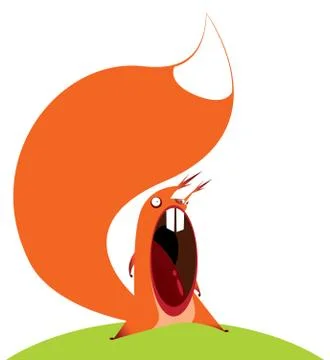 Funny squirrel on the grass Stock Illustration