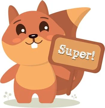 Funny Squirrel with Super sign Stock Illustration